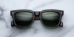 jacques marie mage torino etna eckige sonnenbrille in havana mit grünen gläsern