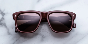 jacques marie mage yves bordeaux eckige sonnenbrille in weinrot mit braunen gläsern