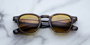 jacques marie mage zephirin 47 hazel, eckige sonnenbrille in havana mit brauen gläsern