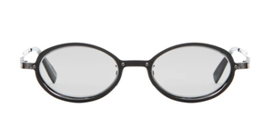 kuboraum h18 bm ovale sonnenbrille in matt schwarz und gun metal mit hellgrauen gläsern