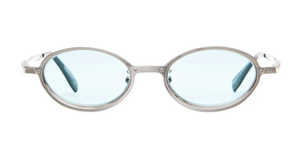 kuboraum h18 sl ovale sonnenbrille in silber mit aquamarine gläsern