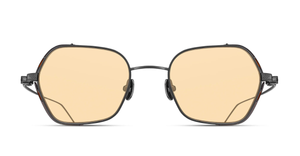 Matsuda M3153 Matte Black eckige sonnenbrille aus titan in matte schwarz mit orangenen gläsern