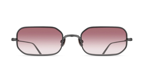 matsuda m3163 matte black rechteckige sonnenbrille aus titan in matt schwarz mit rosanen verlaufsgläsern