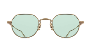 matsuda m3167 brushed gold sonnenbrille aus titan in gold mit grünen gläsern