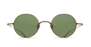 matsuda m3168 antique gold runde sonnenbrille aus titan in gold mit grünen glkäsern