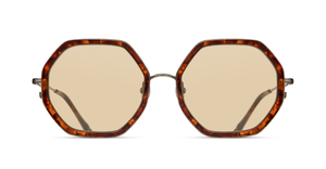 matsuda m3162 antique gold- dark tortoise eckige sonnenbrille in gold und havana mit braunen gläsern