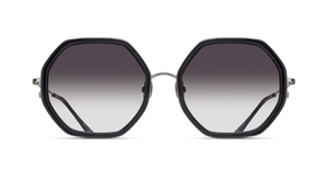 Matsuda M3162 Palladium White-Black exkige Sonnenbrille in Silber und Schwarz mit grauen Verlaufsgläser