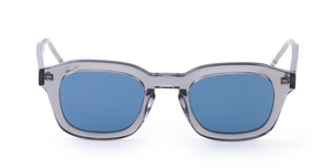 thom browne 412a 065 eckige sonnenbrille in grau mit blauen gläsern