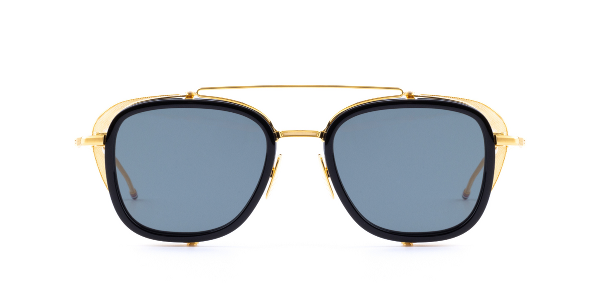 THOM BROWNE サングラス ブラック ゴールド Thom Browne 808A 001 Sunglasses in Black and Gold - luxury Eyewear