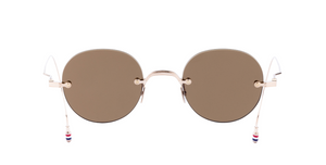 thom browne 937a 711 Runde Sonnenbrille Rahmenlos und braunen Gläsern