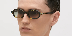 Kuboraum p6 yh ovale sonnenbrille in havana mit grau gelben verlaufsgläsern