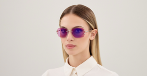cartier ct0644s 003 randlose sonnenbrille in silber mit violetten pinken gläsern