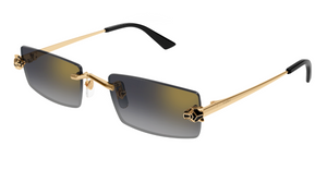 cartier 0598s 001 randlose sonnenbrille in gold mit grauen gläsern