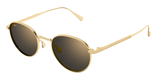 Cartier CT0626S 006 pantoförmige sonnenbrille aus titan in gold mit grauen gläsern
