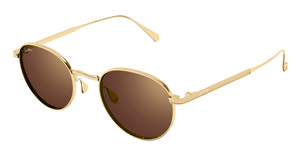 Cartier CT0626S 007 pantoförmige sonnenbrille aus titan in gold mit braunen gläsern