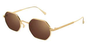 Cartier Ct0627S 002 eckige sonnenbrille aus titan in gold mit braunen gläsern