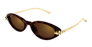 cartier ct0634s 002 ovale sonnenbrille in havana gold mit braunen gläsern