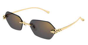cartier ct0636s 001 eckige randlose sonnenbrille in gold mit grauen gläsern