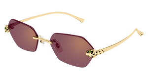 cartier ct0636s 003 eckige randlose sonnenbrille in gold mit violetten gläsern