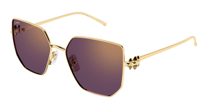 cartier CT0645S 002 eckige Sonnenbrille in gold mit violetten gläsern