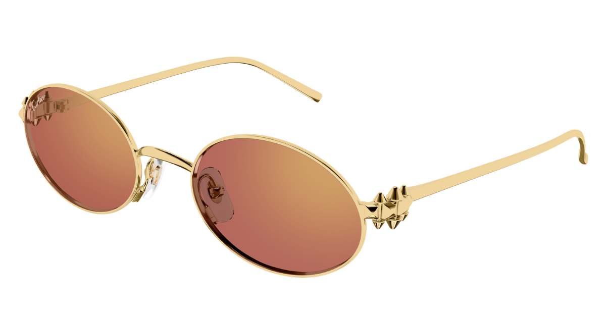 Cartier Gold and Red Modern Sunglasses Cartier Santos CT0386S Sunglasses 004 Gold Red - eye-oo.com main image 4