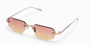 akoni juno three brushed gold randlose eckige sonnenbrille in gold mit orange gelben verlaufsgläser
