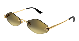 cartier CT0433S 008 randlose sonnenbrille in gold mit braunen gläsern