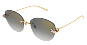 cartier CT0685S 002 randlose sonnenbrille in gold mit grauen gläsern