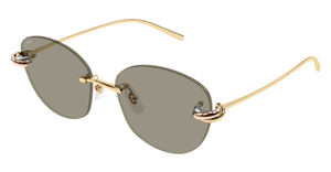cartier CT0685S 003 randlose sonnenbrille in gold mit braun grauen gläsern