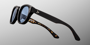 jacques marie mage dr.dream noir ovale sonnenbrille in schwarz mit blauen gläsern