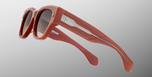 jacques marie mage chelsea arizona eckige sonnenbrille in apricot mit braunen gläsern