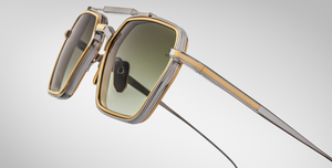 jacques marie mage commodore silver eckige sonnenbrille in silbe rund gold mit grünen verlaufsgläser