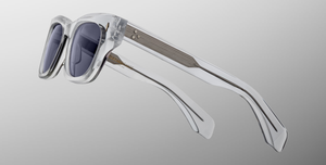 jacques marie mage dealan sulfur eckige sonnenbrille in grau transparent mit grauen gläsern