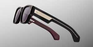 jacques marie mage dino bloodstone eckige sonnenbrille in schwarz mit grauen gläsern