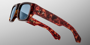 jacques marie mage donat breccia eckige sonnenbrille in havana mit blauen gläsern