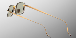 jacques marie mage dusk electrum eckige sonnenbrille aus titan in gold und silber mit grünen gläsern