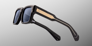 jacques marie mage hemmings lacquer eckige sonnenbrille in blau mit blauen gläsern
