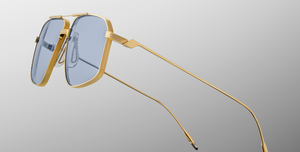 jacques marie mage jagger ciel aviotor sonnenbrille in gold mit blauen verluafsgläsern