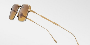 jacques marie mage koenig roma, eckige sonnenbrille in gold und silber mit braunen verlaufsgläser