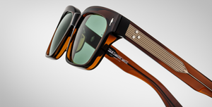 jacques marie mage molino 55 zoltar eckige sonnenbrille in braun mit grünen gläsern