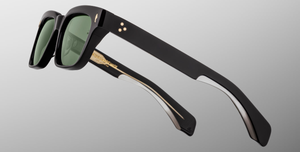jacques marie mage molino venom eckige sonnenbrille in schwarz mit grünen gläsern