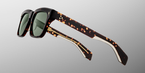 jacques marie mage torino etna eckige sonnenbrille in havana mit grünen gläsern