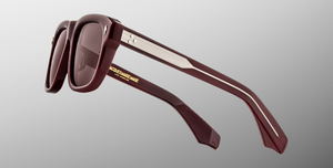 jacques marie mage yves bordeaux eckige sonnenbrille in weinrot mit braunen gläsern