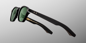 jacques marie mage zephirin 47 venom eckige sonnenbrille in schwarz mit grünen gläsern