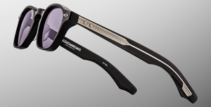 jacques marie mage zephirin fumee eckige sonnenbrille in schwarz mit grauen gläsern