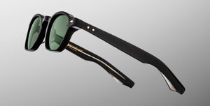 jacques marie mage zephirin vendom eckige sonnenbrille in schwarz mit grünen gläsern