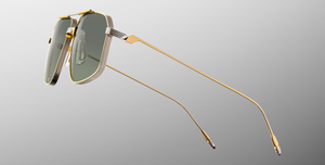 jacques marie mage jagger musket aviator sonnenbrille aus titan in gold mit grünen verlaufsgläser
