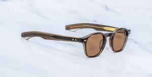 jacques marie mage zephirin 47 london eckige sonnenbrille aus acetat in braun mit orangenen gläsern