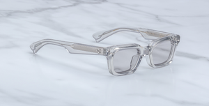 jacques marie mage casablanca sulfur eckige sonnenbrille aus acetat in grau transparent mit grauen gläsern