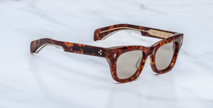 jacques marie mage dealan honeycomb eckige sonnenbrille aus acetat in havana mit braunen gläsern